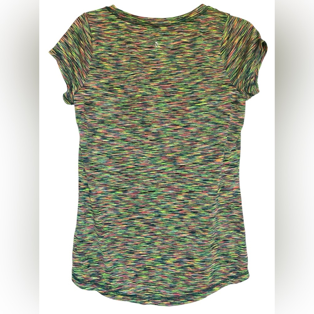 Used Xersion Green and Yellow Fitted Cap Sleeve Tee - Picture 2 of 7